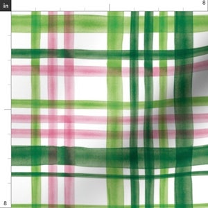 Green and Pink Plaid Fabric Irish Plaid by Littlearrowdesign Plaid