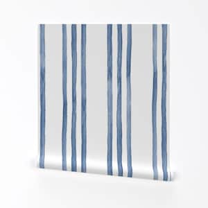 Coastal Removable Peel and Stick Wallpaper - Vertical Blue White Blue Watercolor - Wall Art Wall Decor - Watercolor Stripes by hipkiddesigns