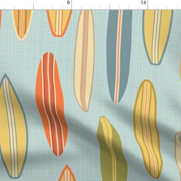 Surfing Fabric - Vintage Surfboards by theodesign - Pastel Mid Century Mod Atomic Tropical Vintage Retro Fabric by the Yard by Spoonflower