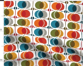 Geometric Circles Fabric - Mid Century Wanderers by flyingspidermonkey - Blue Red Orange Circles Modern Fabric by the Yard by Spoonflower