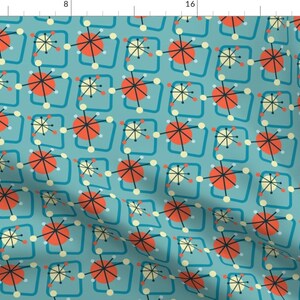 Mid Century Atomic Abstract Fabric - Atomic Squares By Roofdog Designs - Mid Century Atomic Cotton Fabric By The Yard With Spoonflower