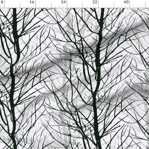 Trees Fabric - Naked Trees By Daria Rosen - Trees Silhouette Black Gray Winter Bare Modern Home Cotton Fabric By The Yard With Spoonflower imagen 2