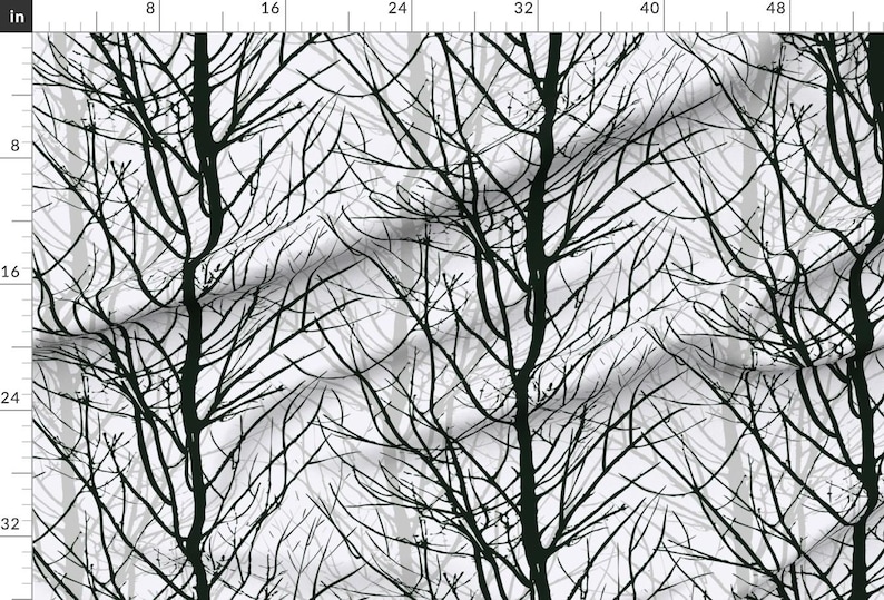 Trees Fabric - Naked Trees By Daria Rosen - Trees Silhouette Black Gray Winter Bare Modern Home Cotton Fabric By The Yard With Spoonflower imagen 2