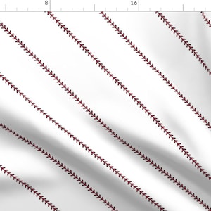 Baseball Fabric - Baseball Stitch (Small Scale) - White By Littlearrowdesign - Baby Boy Baseball Cotton Fabric By The Yard With Spoonflower