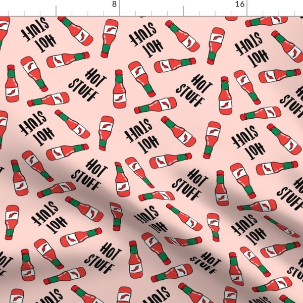 Hot Sauce Fabric - Hot Stuff - Hot Sauce Bottle - Pink - Lad19 By Littlearrowdesign - Hot Sauce Cotton Fabric By The Yard With Spoonflower