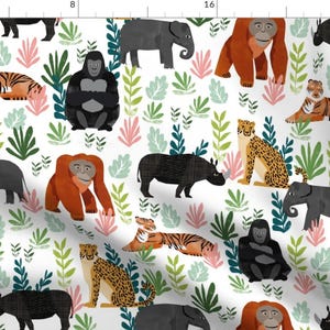 Safari Fabric - Endangered Species By Andrea Lauren- Safari Zoo Animals Nature Baby Nursery Decor Cotton Fabric By The Yard With Spoonflower