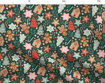 Cookies Apparel Fabric - Christmas Cookies by megpie_print - Snowflakes Christmas Trees Winter Holiday Holly Clothing Fabric by Spoonflower