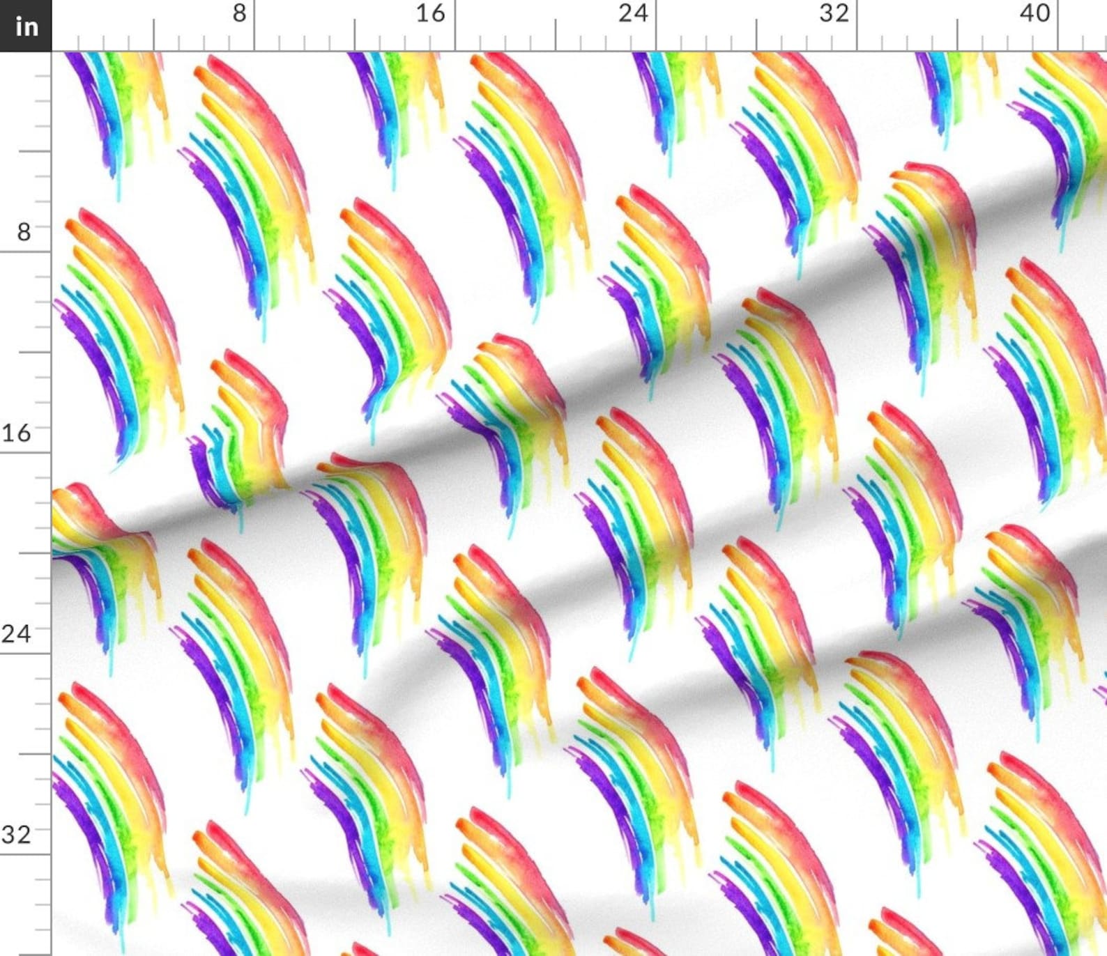 Watercolor Rainbow Fabric Rainbow Large by Erinanne Etsy