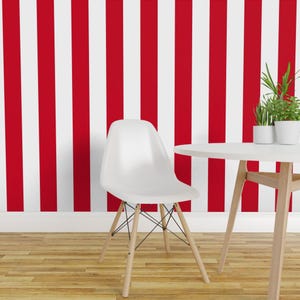 Circusbehang - carnaval 3 inch rode strepen door Risarocksit - Circus op maat bedrukte verwijderbare zelfklevende behangrol van Spoonflower