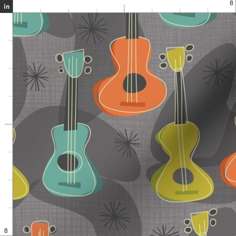 Ukulele Fabric Ukulele Aloha Allover By Bzbdesigner Etsy