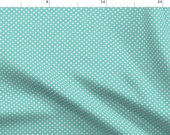 Teal Polka Dots Fabric - Libertine - Mint Pink Collection 3/5 By Trinetollefsen - Classic Blue Cotton Fabric By The Yard With Spoonflower
