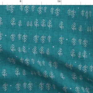Tree Fabric - Arctic Night Forest By Nouveau Bohemian - Teal Tree Forest Woodland Botanical Cotton Fabric By The Yard With Spoonflower