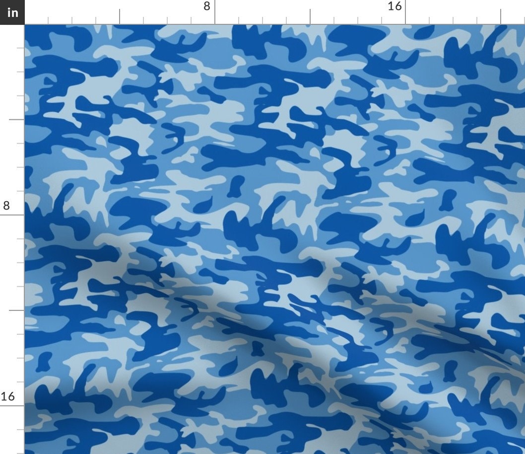 Blue Camo Fabric Blue Camo Army Print by Inspirationz Uniform Camouflage  Military Blue Army Cotton Fabric by the Yard With Spoonflower 