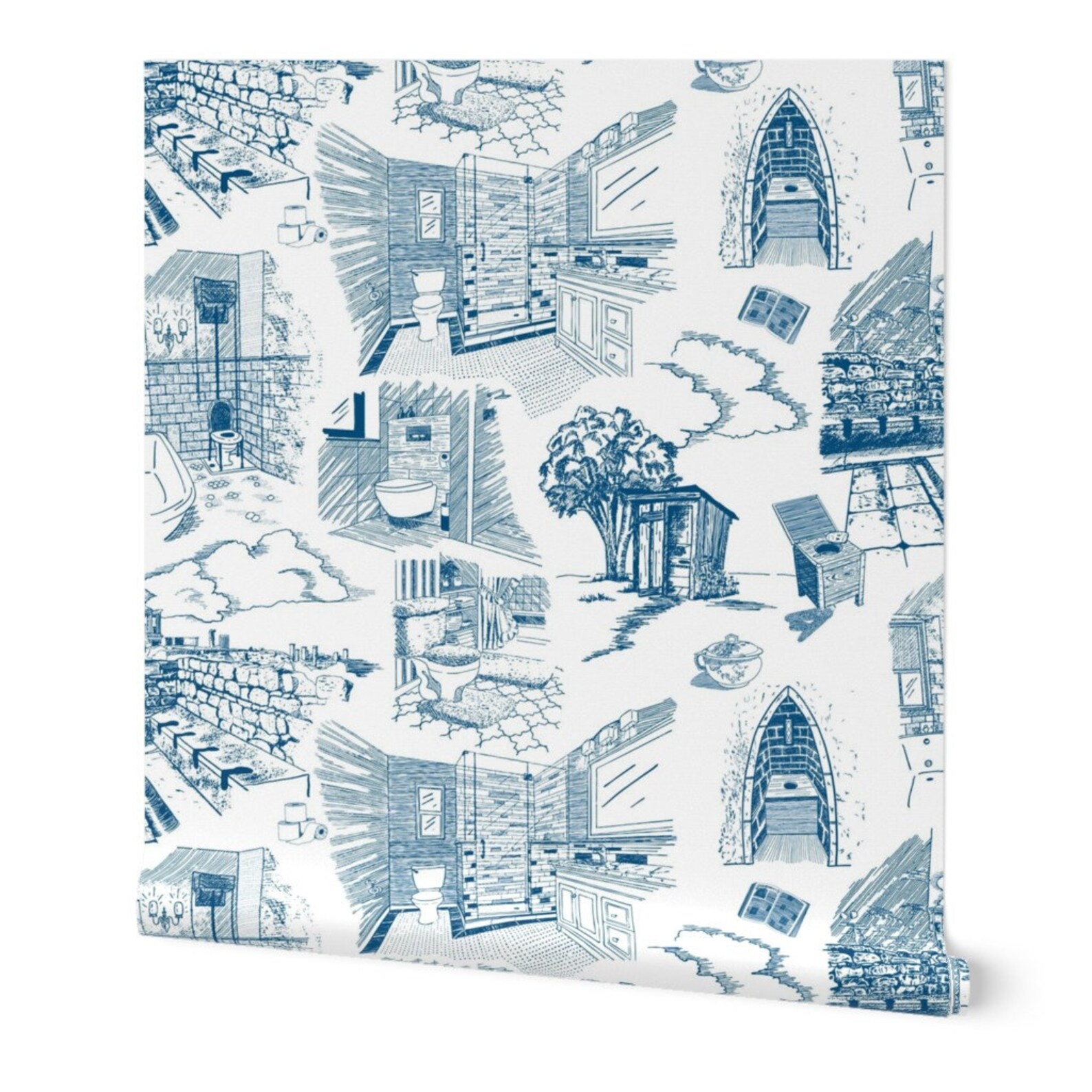 Toilet Wallpaper Toilets Through Time by - Etsy