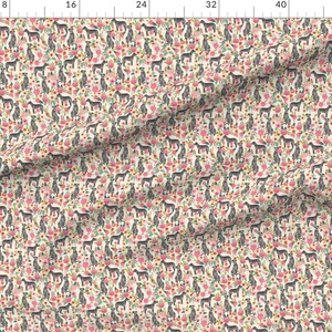 Irish Wolfhound Pink Floral Fabric - Irish Wolfhound Floral Dog Breed Fabric Tan By Petfriendly - Irish Wolfhound Fabric With Spoonflower image 2