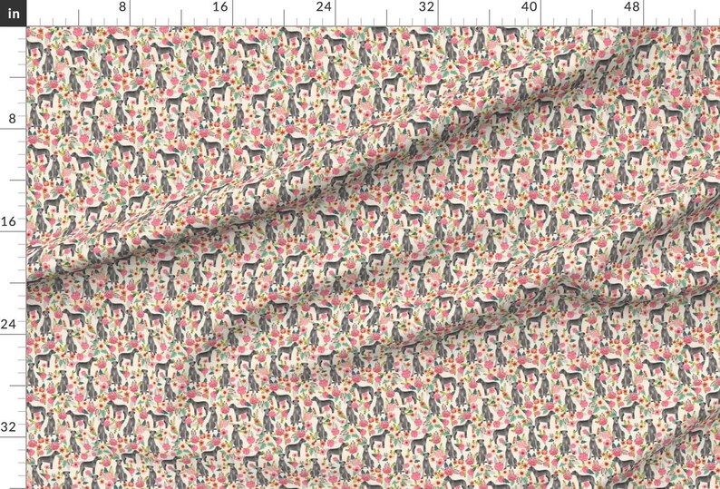 Irish Wolfhound Pink Floral Fabric - Irish Wolfhound Floral Dog Breed Fabric Tan By Petfriendly - Irish Wolfhound Fabric With Spoonflower image 2