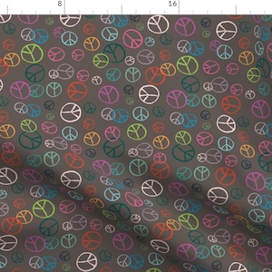 Peace Fabric - Sketchy Peace By Heidiryancreative - Multicolor Peace Hippie Retro Vintage Cotton Fabric By The Yard With Spoonflower
