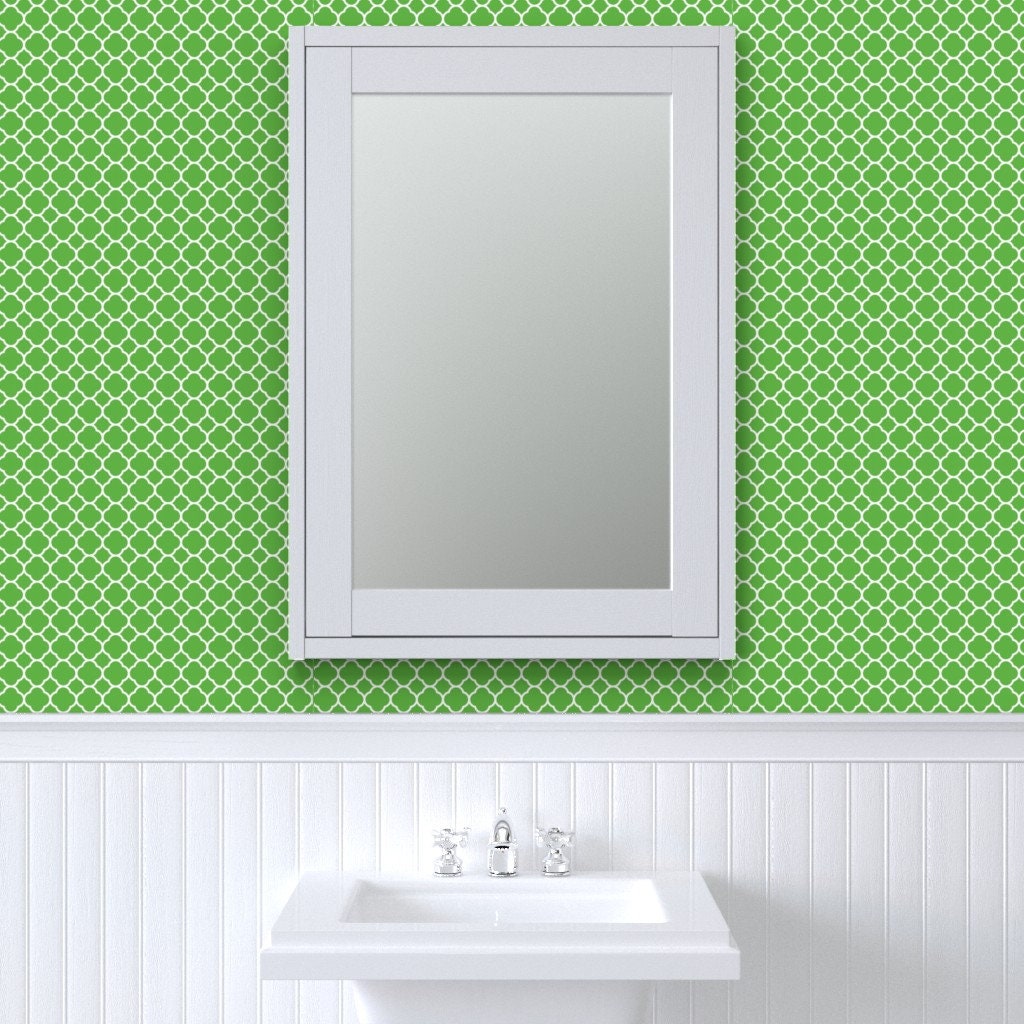 Green Wallpaper Kelly Green Quatrefoil by Etsy