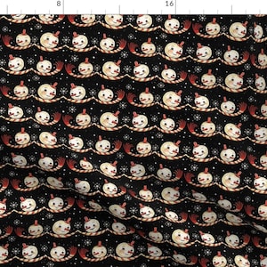 Snowman Fabric - Snowmen With Scarves By Johannaparkerdesign- Vintage Retro Kitsch Holiday Winter Cotton Fabric By The Yard With Spoonflower
