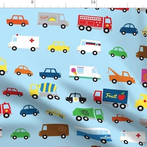 Vehicles Fabric - Traffic by lellobird - Cars Transportation Firetruck Garbage Truck Travel Kids Children  Fabric by the Yard by Spoonflower