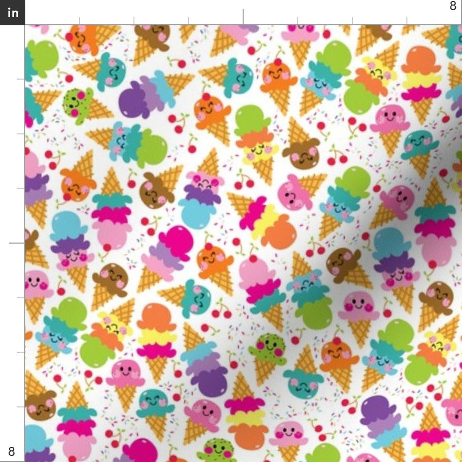 Ice Cream Fabric Aloha Ice Cream Cones and Sprinkles by Etsy
