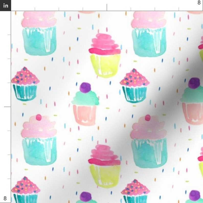 Birthday Cupcake Fabric Indy Bloom Design Birthday Sprinkles Etsy