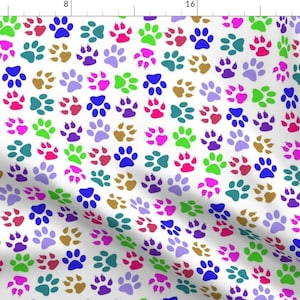 Paw Print Fabric - Critter Paws By Thinlinetextiles - Paw Print Pets Dog Cat Animal Colorful Cotton Fabric By The Yard With Spoonflower