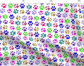 Paw Print Fabric - Critter Paws By Thinlinetextiles - Paw Print Pets Dog Cat Animal Colorful Cotton Fabric By The Yard With Spoonflower