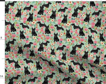 Black Scottie Dog Fabric - Scottie Dog Florals Scottish Terrier Dog By Petfriendly - Dog Terrier Cotton Fabric By The Yard With Spoonflower