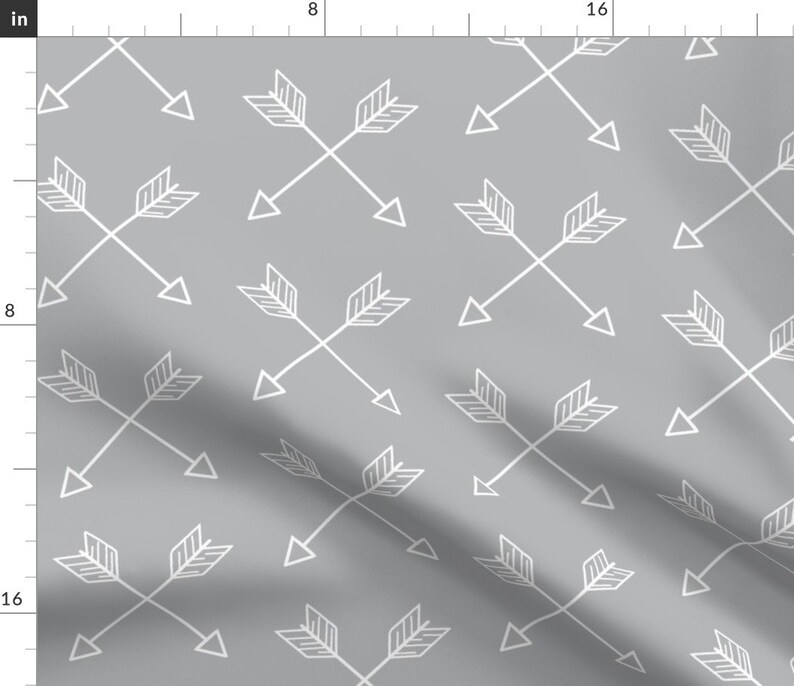 Gray and White Arrows Fabric Crossed Arrows White and Grey Etsy