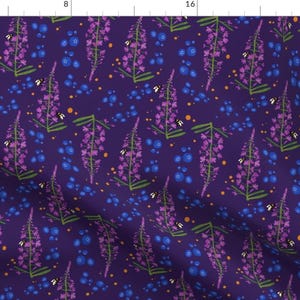 Purple Fireweed Fabric - Alaska Wild Flower Large By Ashleyseaboltoriginals - Wildflower Meadow Cotton Fabric By The Yard With Spoonflower