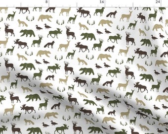 Woodland Fabric - Small Scale Woodland Animals By Littlearrowdesign - Woodland Silhouette Nursery Cotton Fabric By The Yard With Spoonflower