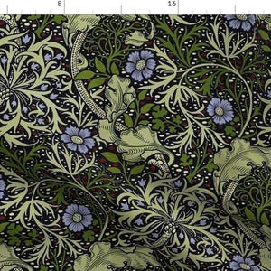 Art Nouveau Fabric - William Morris Seaweed by salvagescapes -  Arts And Crafts Victorian Vintage Seaweed Fabric by the Yard by Spoonflower