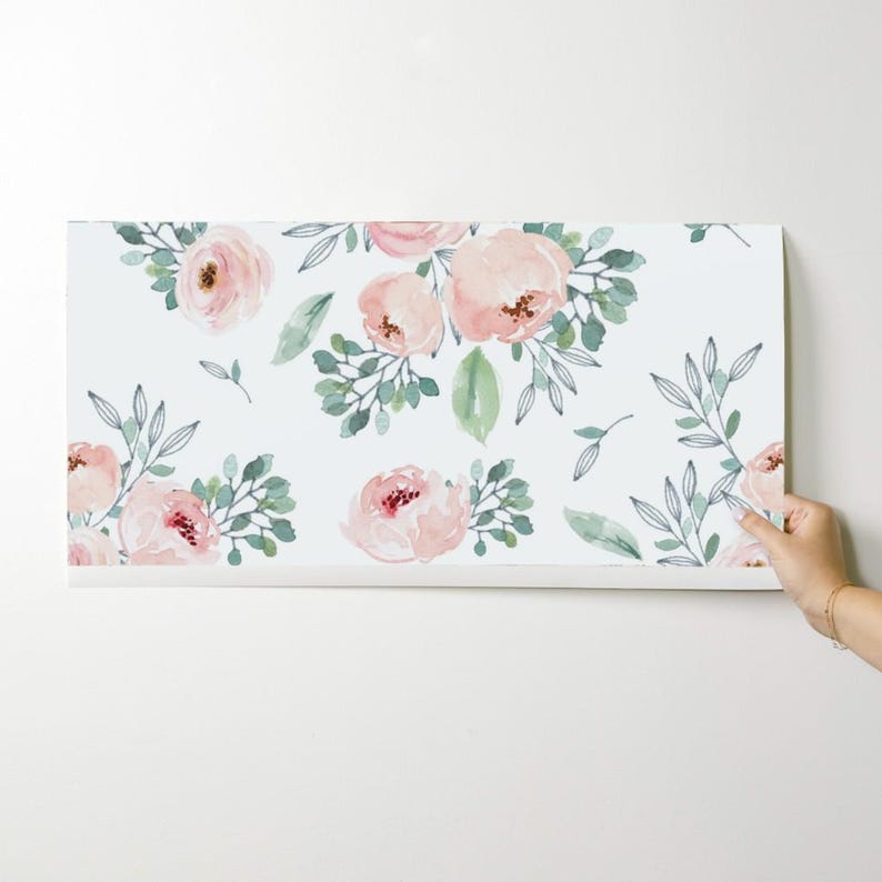 Pink Wallpaper - Gables Rose / White By Shopcabin - Pink White Roses Custom Printed Removable Self Adhesive Wallpaper Roll by Spoonflower image 9