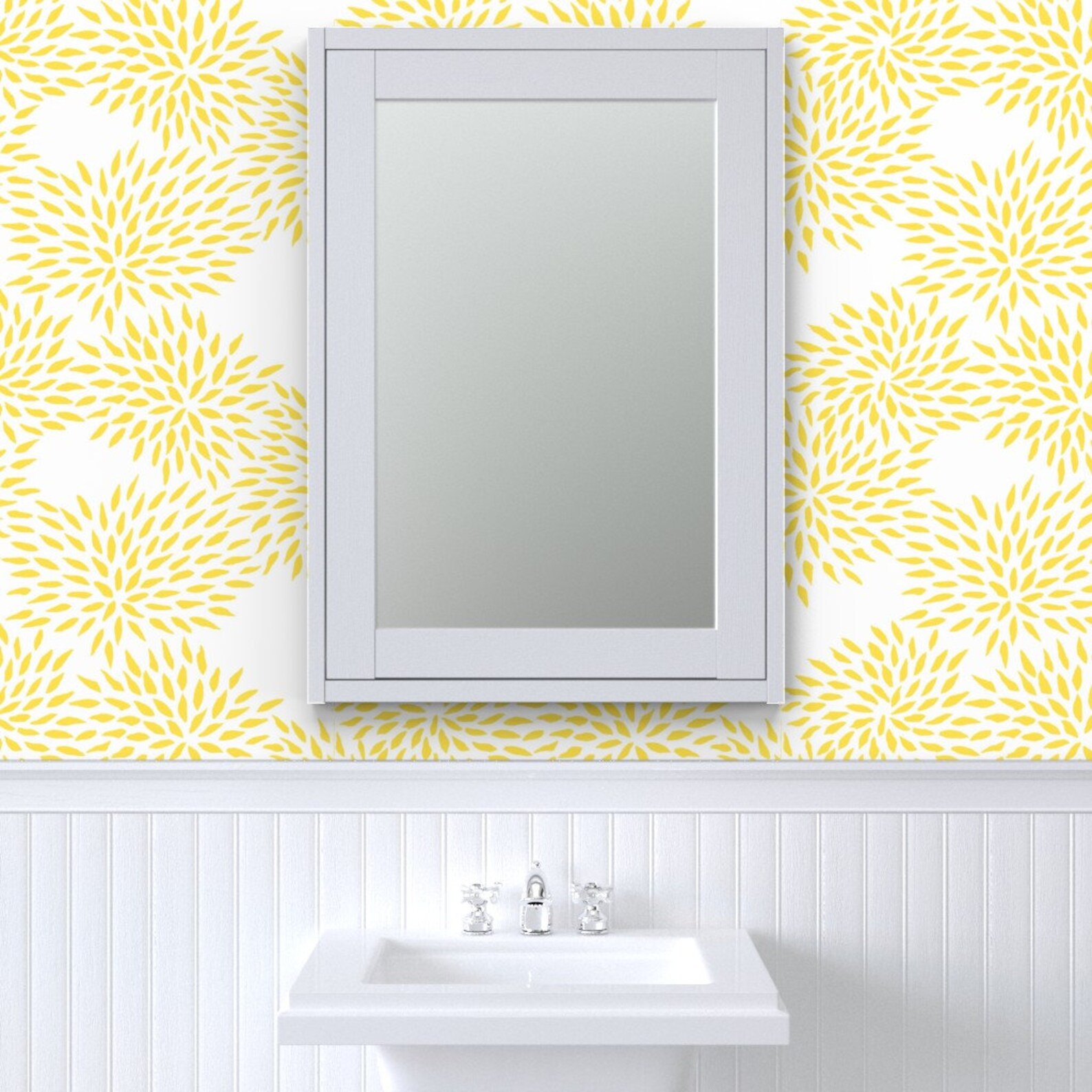 Floral Yellow Wallpaper Summer Mums by Domesticate Bright - Etsy