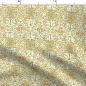 Art Nouveau Fabric - Paisley Leaves And Twisted Sheaves By Edsel2084 - Victorian Traditional Gold Cotton Fabric By The Yard With Spoonflower