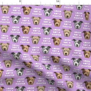 Pit Bull Fabric - Lover Not A Fighter Pit Bull On Purple By Littlearrowdesign - Pit Bull Dog Pet Cotton Fabric By The Yard With Spoonflower