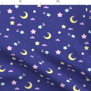 Kawaii Night Sky Fabric - Pastel Sky By Risu Rose - Kawaii Gender Neutral Nursery Decor Cotton Fabric By The Yard With Spoonflower