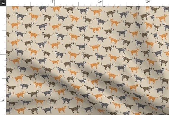 Tabby Cat Fabric - Cats Tabby Tan By Petfriendly - Modern Decor Orange Brown Tabby Cat Pet Cotton Fabric By The Yard With Spoonflower