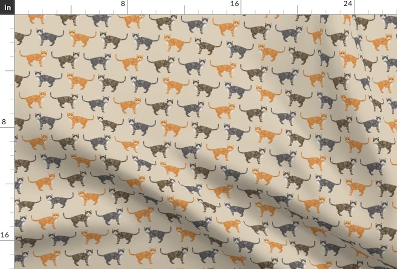 Tabby Cat Fabric - Cats Tabby Tan By Petfriendly - Modern Decor Orange Brown Tabby Cat Pet Cotton Fabric By The Yard With Spoonflower afbeelding 1