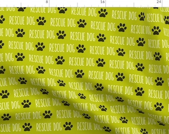 Dogs Fabric - Rescue Dog Lime Big By Brainsarepretty- Dogs Puppy Animal Pawn Pet Decor Upholstery Cotton Fabric By The Yard With Spoonflower