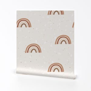 Boho Rainbows Wallpaper - Scattered Earth Tone Rainbows By Erin Kendal - Neutral Boho Removable Self Adhesive Wallpaper Roll by Spoonflower