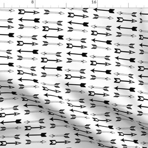 Black and White Arrow Fabric - Black Arrows By Modfox - Black + White Tribal Arrow Cotton Fabric By The Yard With Spoonflower