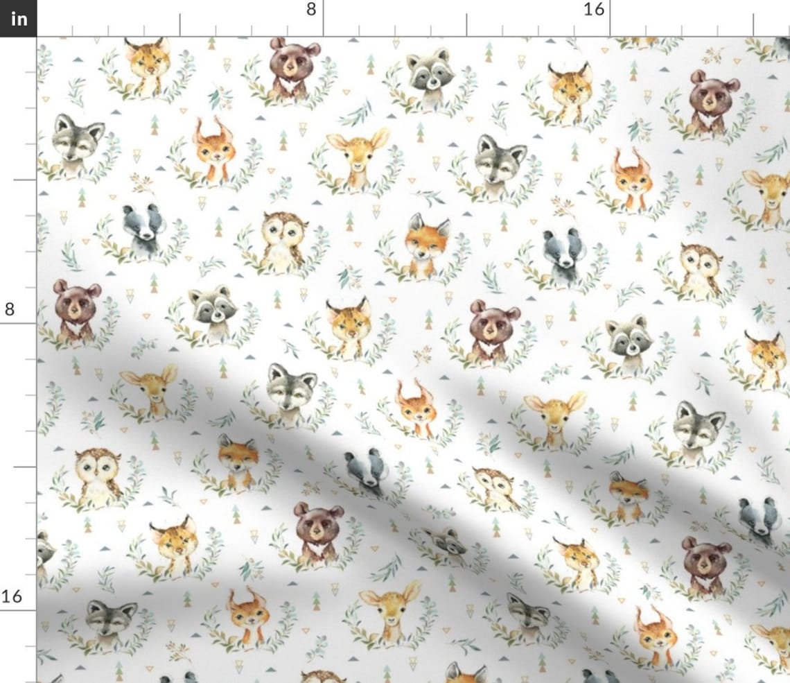 Woodland Babies Fabric Woodland Animals Baby Nursery Smaller Etsy UK