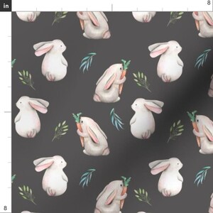 Woodland Bunnies Fabric - Whimsical Bunnies Gray By Hipkiddesigns - Easter Gender Neutral Baby Cotton Fabric By The Yard With Spoonflower image 3