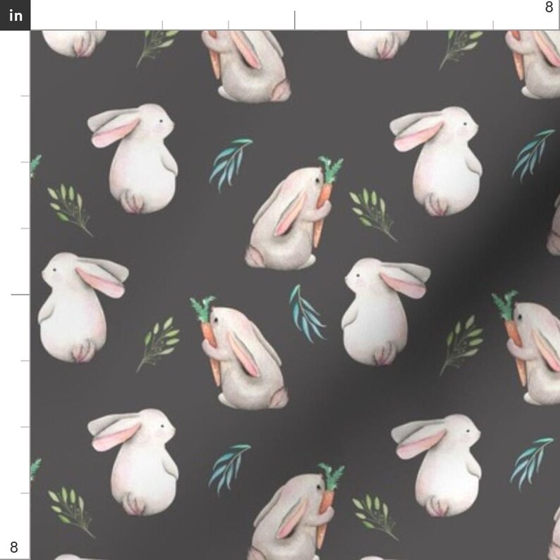 Woodland Bunnies Fabric - Whimsical Bunnies Gray By Hipkiddesigns - Easter Gender Neutral Baby Cotton Fabric By The Yard With Spoonflower image 3