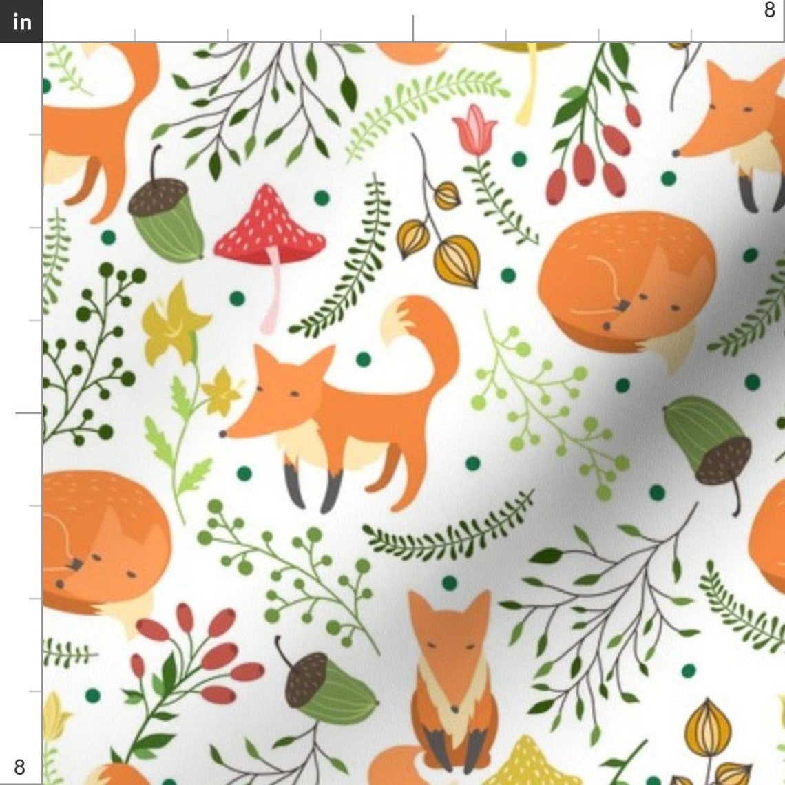 Woodland Fox Fabric Cute Foxes by Juliabadeeva Woodland - Etsy