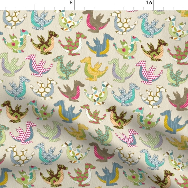 Dragon Fabric - The Colorful Dragon By Littlerhodydesign - Dragon Nursery Decor Cotton Fabric By The Yard With Spoonflower