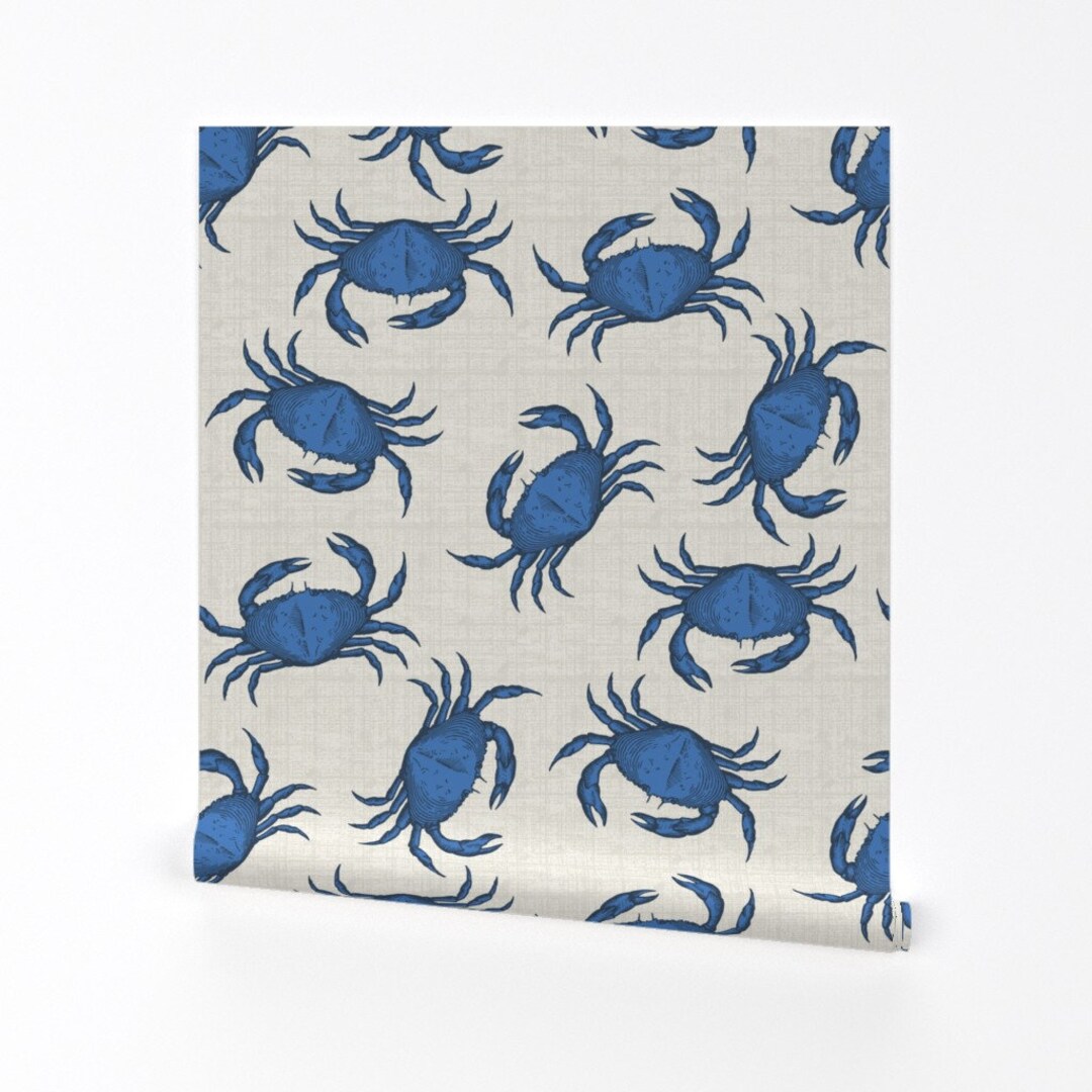Crab Wallpaper Blue Crab by Littlerhodydesign Crab Blue - Etsy