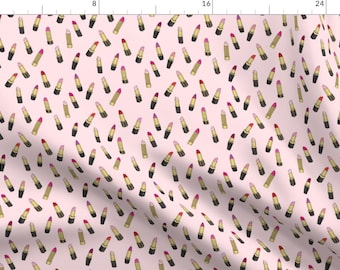 Lipsticks On Pink Fabric - Lipsticks Simple Repeat Pink By Emmakisstina - Lipstick Makeup Beauty Cotton Fabric By The Yard With Spoonflower